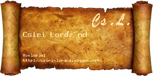 Csiri Loránd névjegykártya